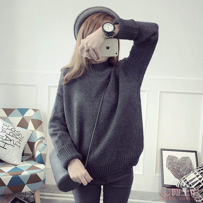韓系風尚，溫暖加碼 一款秋冬必備的韓版半高領寬松針織衫